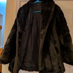 Elegant Black Faux Fur Coat
